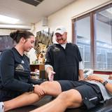 Jason Ensrud works with two NWU students.